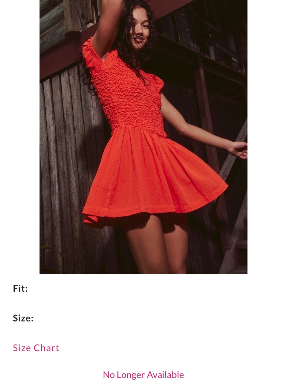 Free-est Bright Orange Smocked Short Sleeve Dress